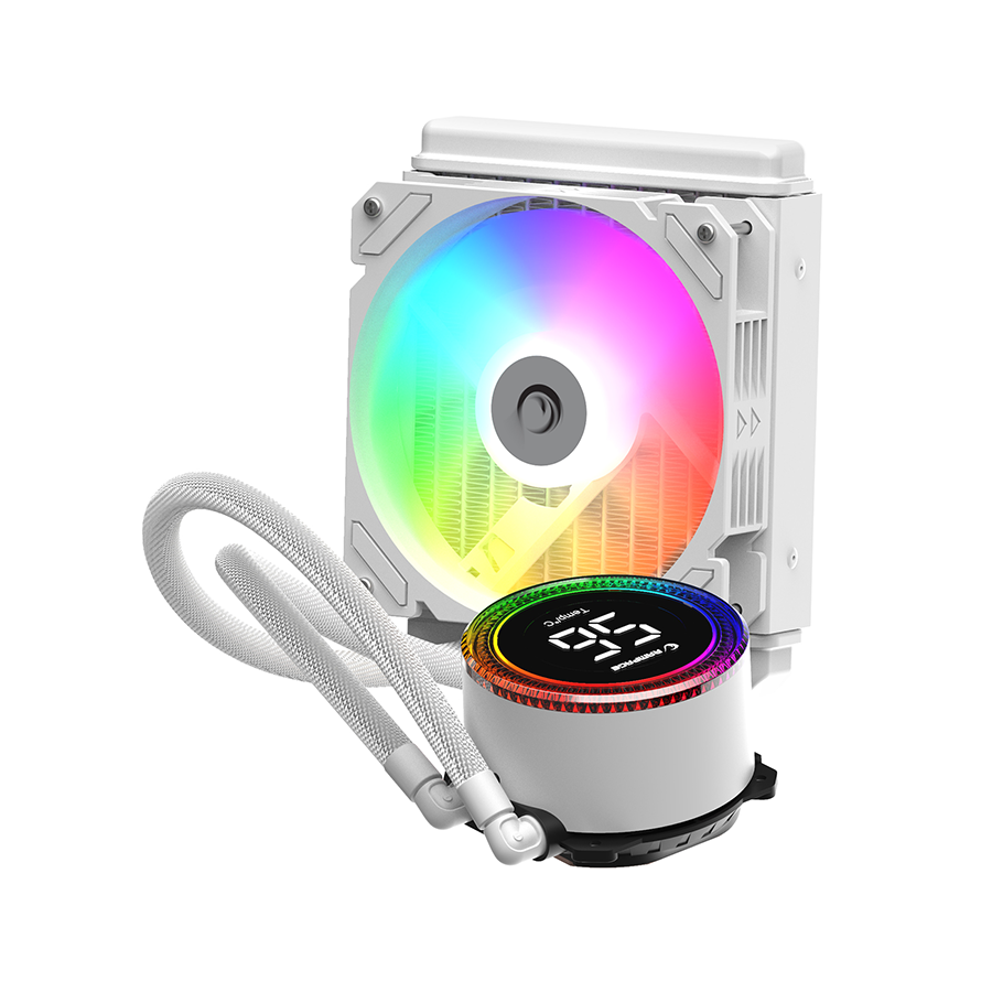 CPU hladnjak AIO Liquid gaming RAMPAGE HELIOS C13 White 12cm Fan Temperature Display Intel LGA1700/AMD AM5 ARGB 120mm Liquid Cooling CPU Fan, 40916