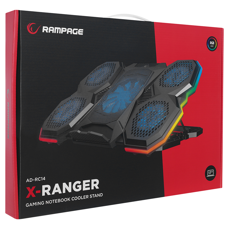 Postolje za notebook gaming RAMPAGE 9"-17" Addison Rampage AD-RC14 X-RANGER 10 Mode RGB 1*125mm 4*70mm Fan, 40505