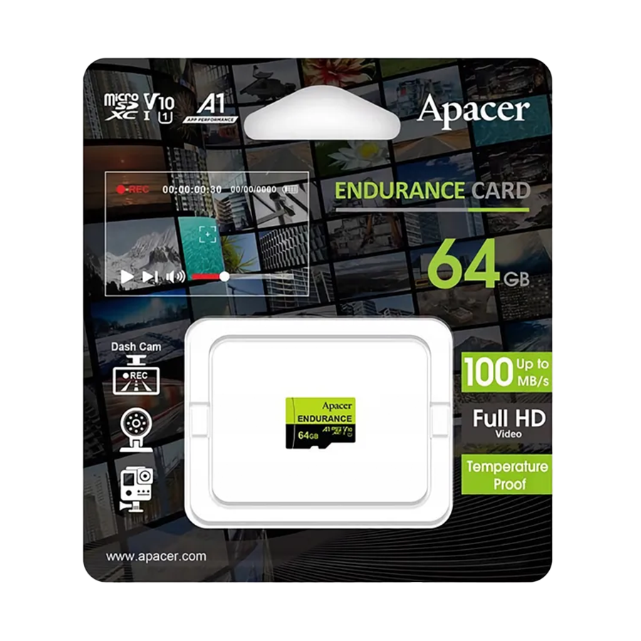 Micro SD card Apacer 64 GB Apacer Endurance microSDXC Read/Write up to 100 MB/s AP64GEDM1D05-R