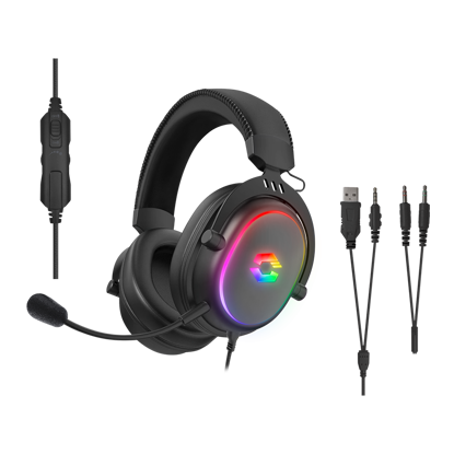 Speedlink slušalice sa mikrofonom, Conux RGB Stereo gaming headset, Crne, PC, PS5, PS4, Xbox Series X/S, Switch 2, Switch, OLED, Lite, SL-860017-BK