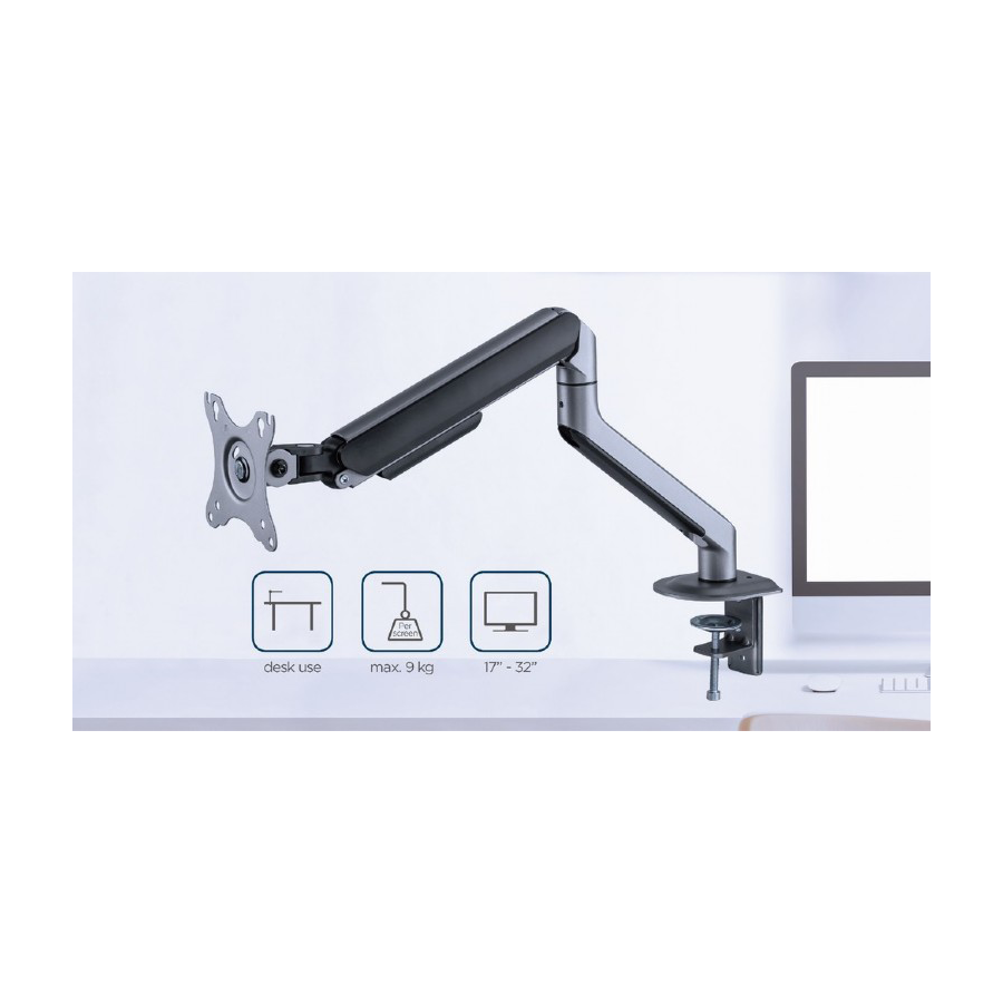 NOSAČ ZA MONITOR GEMBIRD MA-DA1-05, montaža na stol, (tilting, swivel), 17”-32”, up to 9 kg