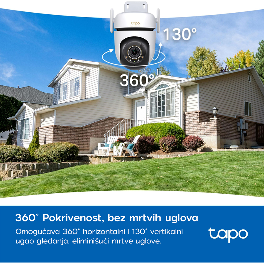 TP-Link Tapo C530WS Outdoor Pan/Tilt Security Wi-Fi Camera, 3K 5MP (2880x1620), 2.4 GHz, 2 x External Antennas, 1 x Ethernet Port, TAPO-C530WS