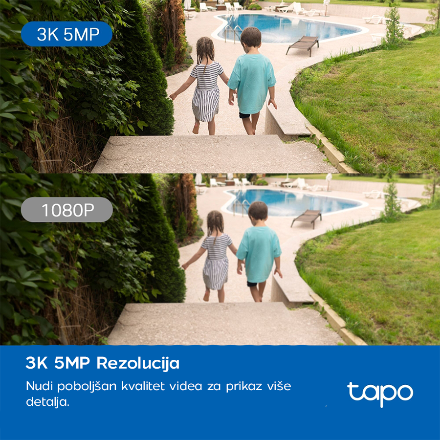 TP-Link Tapo C530WS Outdoor Pan/Tilt Security Wi-Fi Camera, 3K 5MP (2880x1620), 2.4 GHz, 2 x External Antennas, 1 x Ethernet Port, TAPO-C530WS