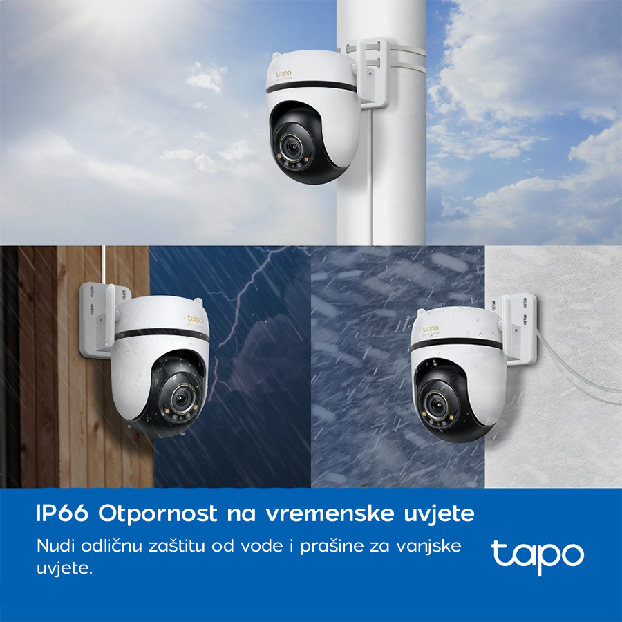 TP-Link Tapo C530WS Outdoor Pan/Tilt Security Wi-Fi Camera, 3K 5MP (2880x1620), 2.4 GHz, 2 x External Antennas, 1 x Ethernet Port, TAPO-C530WS
