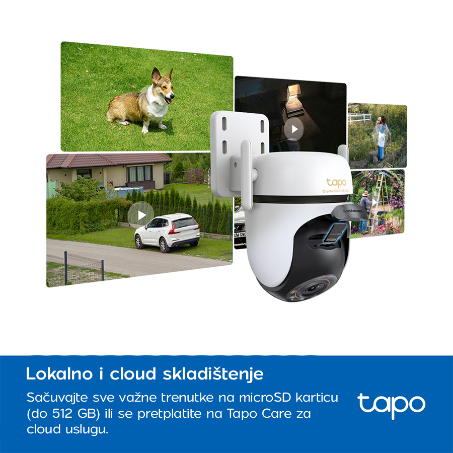 TP-Link Tapo C530WS Outdoor Pan/Tilt Security Wi-Fi Camera, 3K 5MP (2880x1620), 2.4 GHz, 2 x External Antennas, 1 x Ethernet Port, TAPO-C530WS