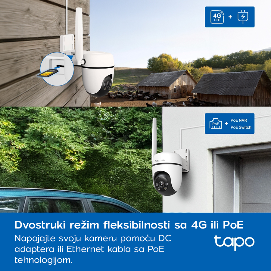 TP-Link Tapo C501GW Outdoor Pan/Tilt 4G LTE Camera, 1080p (1920x1080), 4G LTE, 1 x External Antenna, 1 x PoE Port, Horizontal 360 TAPO-C501GW