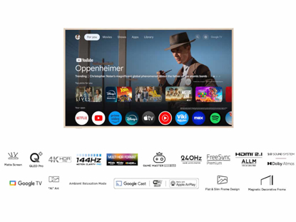 TCL 75"A300W NXTVISION 4K QLEDGoogle OS; 144Hz VRR ART TV;Dolby Atmos; Ambient mode; HDMI 2.1