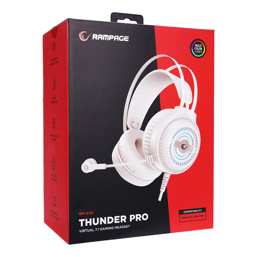 Slušalice sa mikrofonom gaming RAMPAGE RM-K30 THUNDER PRO white 7.1 surround