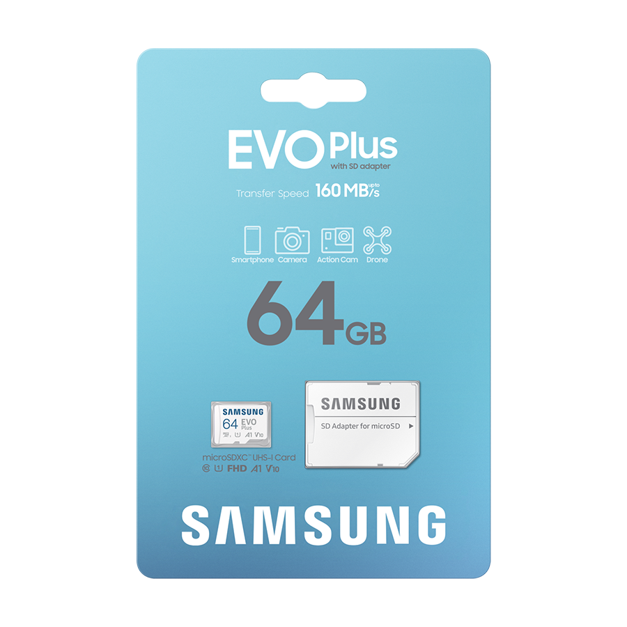 Micro SD card Samsung 64GB EVO Plus MB-MC64SA/EU Read : up to 160MB/s Write
