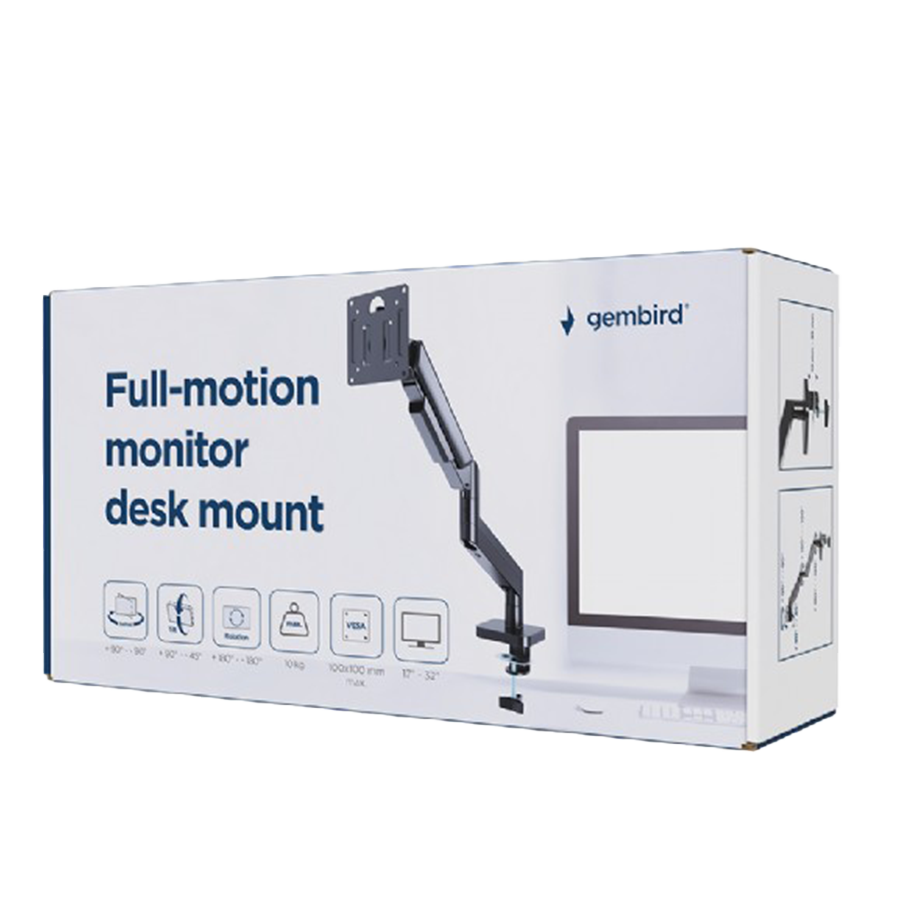 NOSAČ ZA MONITOR GEMBIRD MA-DA1-04, montaža na stol, (tilting, swivel), 17”-32”, up to 10 kg, black