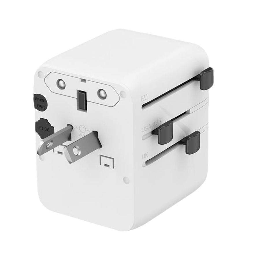 Univerzalni strujni adapter za sve zemlje + USB + Type-C punjač GEMBIRD, 20 W, white, TPA-1A2C20-01-W