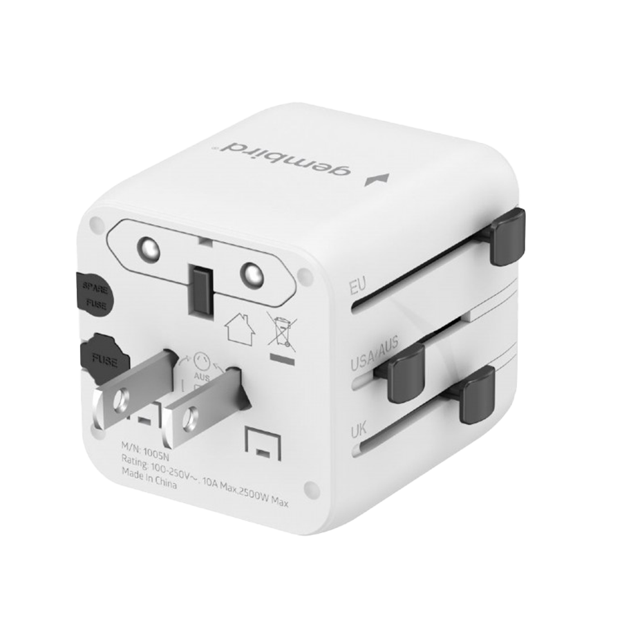 Univerzalni strujni adapter za sve zemlje GEMBIRD, 20 W, white, TPA-INT-01-W