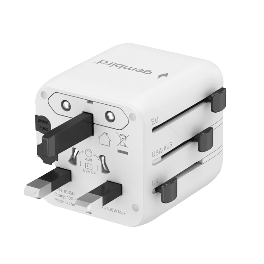 Univerzalni strujni adapter za sve zemlje GEMBIRD, 20 W, white, TPA-INT-01-W