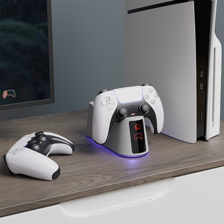 Charging Station gaming RAMPAGE RP-PS5 PlayStation 5 RGB Lighted Fast Charging Station, 37087