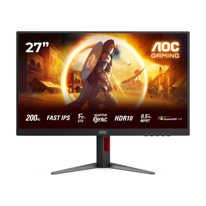 MONITOR AOC Gaming 27G4HA 27" 200Hz Fast IPS, 1920x1080 FHD, 0.5ms MPRT / 1ms GtG, 1000:1, 178/178, 2xHDMI 2.0 / DP 1.4 / Audio Out, 3-sides frameless