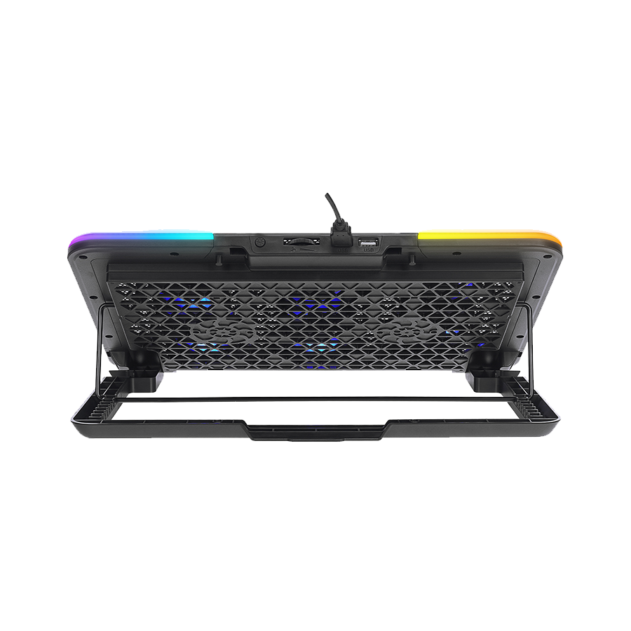 Postolje za notebook gaming Rampage SIXPOWER R9 6 Fan RGB Lighted Notebook Cooler with Phone Holder, 39394