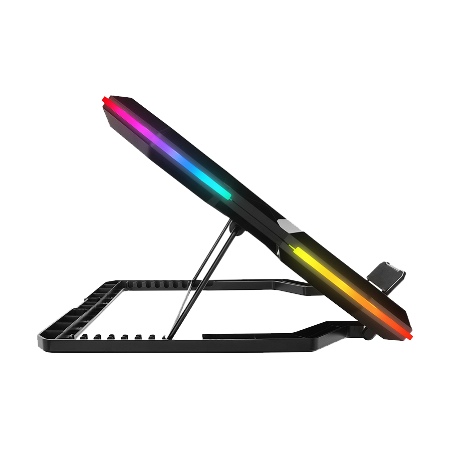 Postolje za notebook gaming Addison RAMPAGE AD-RC13 BELLATRIX BLACK 5 FAN 2 USB RGB LIGHT 15 "-17" Notebook Cool Stand, 40487