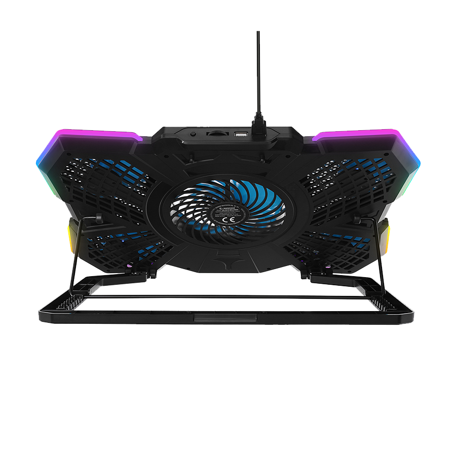 Postolje za notebook gaming Addison RAMPAGE AD-RC13 BELLATRIX BLACK 5 FAN 2 USB RGB LIGHT 15 "-17" Notebook Cool Stand, 40487