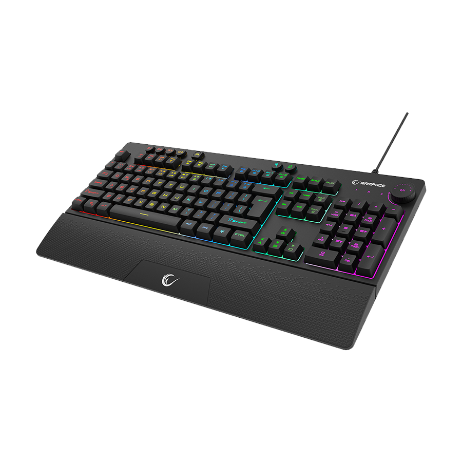Tastatura gaming RAMPAGE KB-GX65 SIMULA USB RGB illuminated 4 Macro-key English Layout wrist-supported, 42183