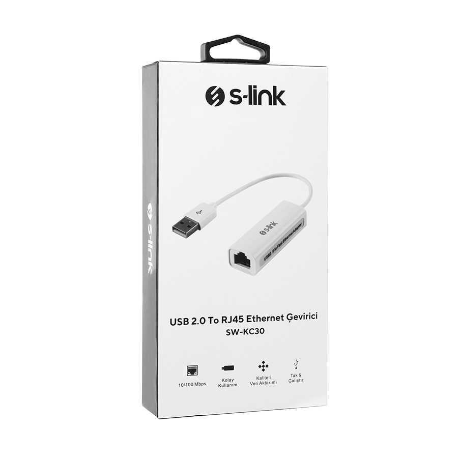 USB to LAN Ethernet adapter converter USB A plug/RJ45, S-Link SW-KC30 ...