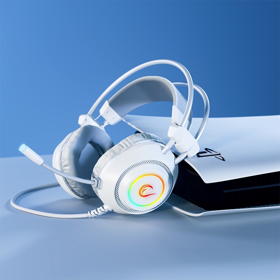 Slušalice sa mikrofonom gaming RAMPAGE RM-K19 RAGING PLUS White USB 7.1 Surround RGB LED Gaming Headset with Microphone, 40176