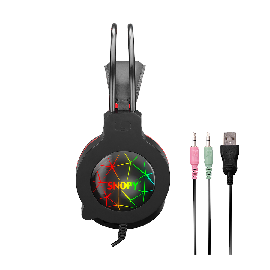 Slušalice sa mikrofonom gaming Snopy SN-GX7 CRAZY Black USB Led Microphone Headset, 31380