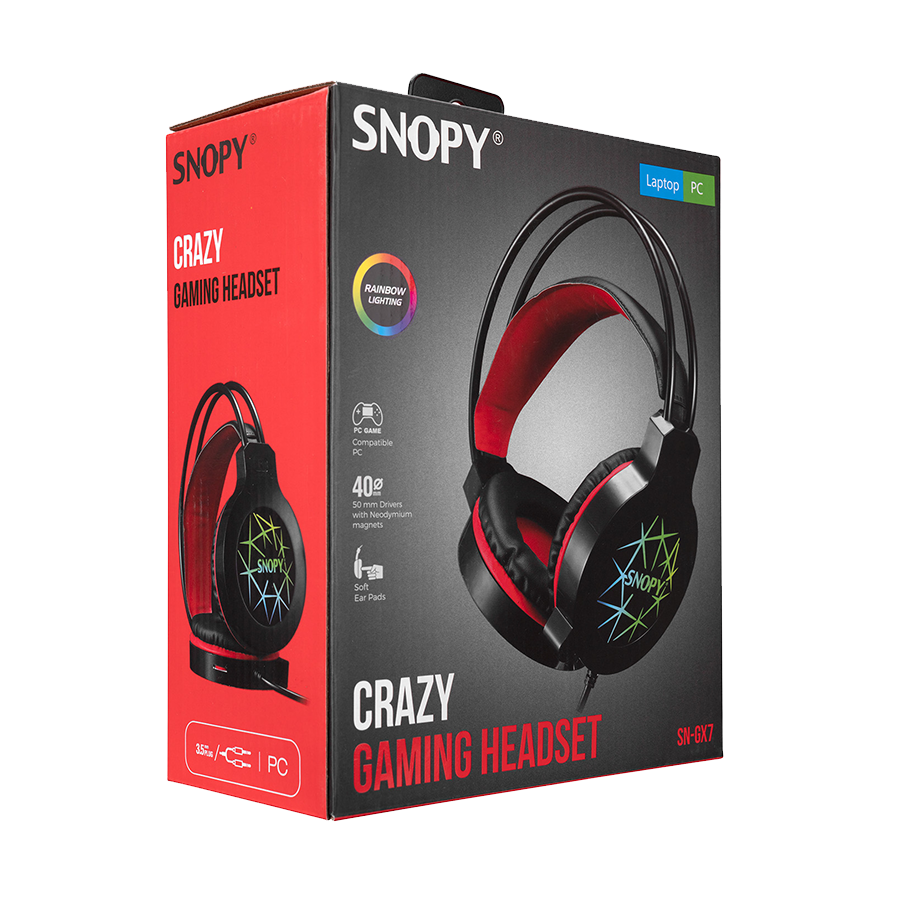 Slušalice sa mikrofonom gaming Snopy SN-GX7 CRAZY Black USB Led Microphone Headset, 31380