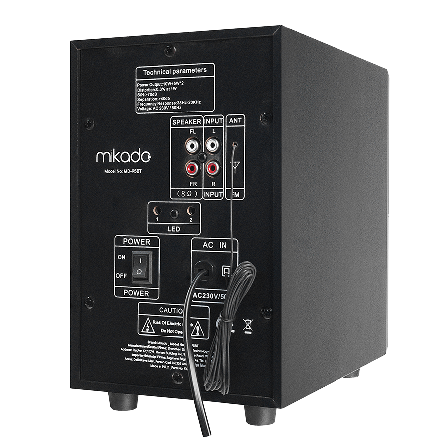 Zvučnici 2.1 gaming Mikado MD-95BT 2 1 20W Black Multimedia FM/BT/SD/USB Speaker, 39525