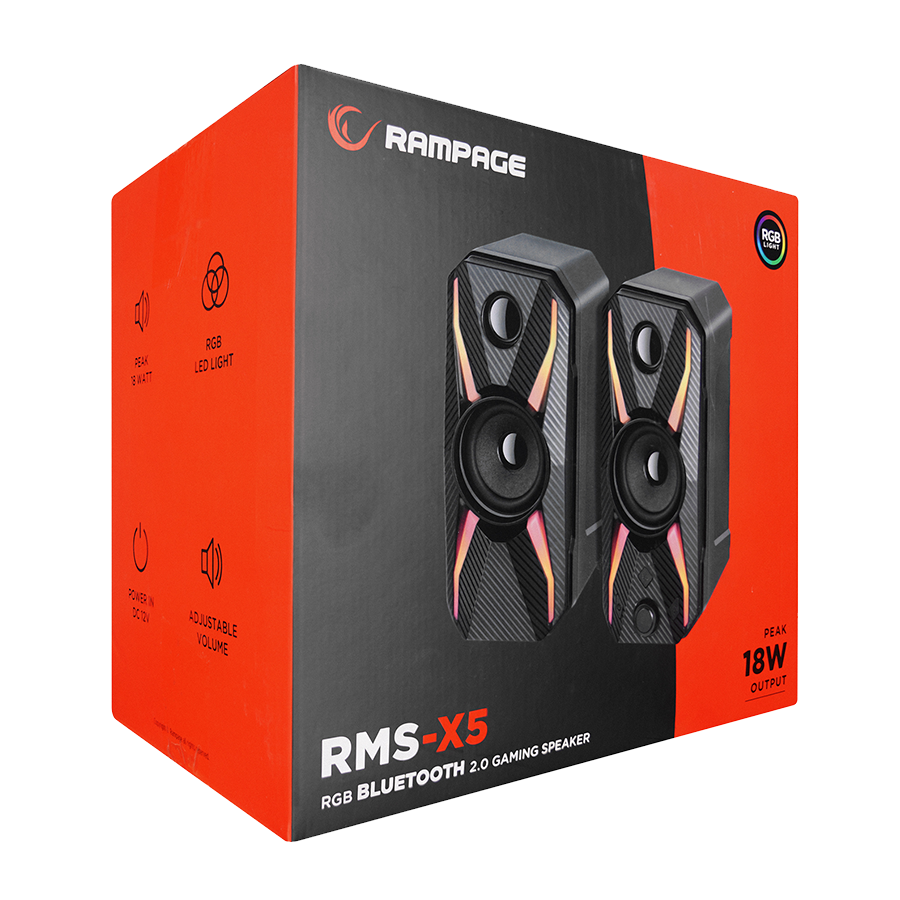 Zvučnici 2.0 gaming RAMPAGE RMS-X5 2.0 Black Multimedia Gaming USB Speaker, 39545
