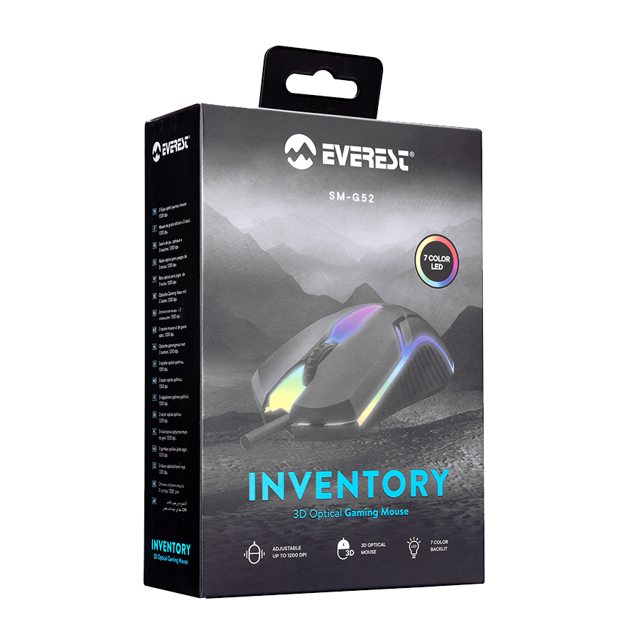 Miš Everest SM-G52 USB Black Lighting Gaming, 34664