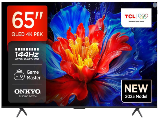 Picture of TCL 65"P8K 4K QLED TV 144HzGoogle TV; Motion Clarity Pro;Game Master; Onkyo 2.1; ( 65P8K ) 