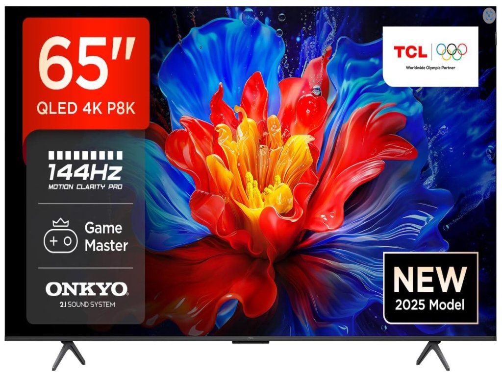 TCL 65"P8K 4K QLED TV 144HzGoogle TV; Motion Clarity Pro;Game Master; Onkyo 2.1; ( 65P8K )