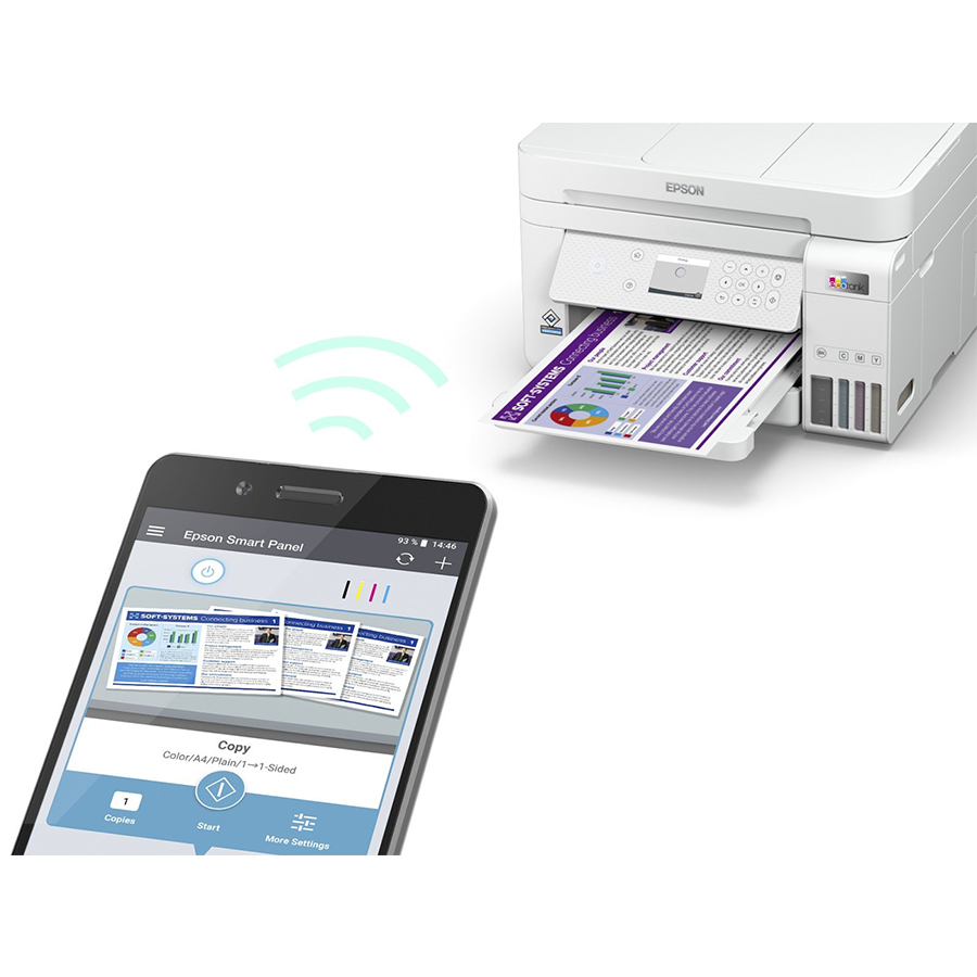 Printer EPSON EcoTank L6276 print/scan/copy/fax Rez.4.800 x 1.200 dpi. 33str/min Monokrom.20str/min Colour. ADF.Duplex.USB, LAN.WiFi. tinte br.101