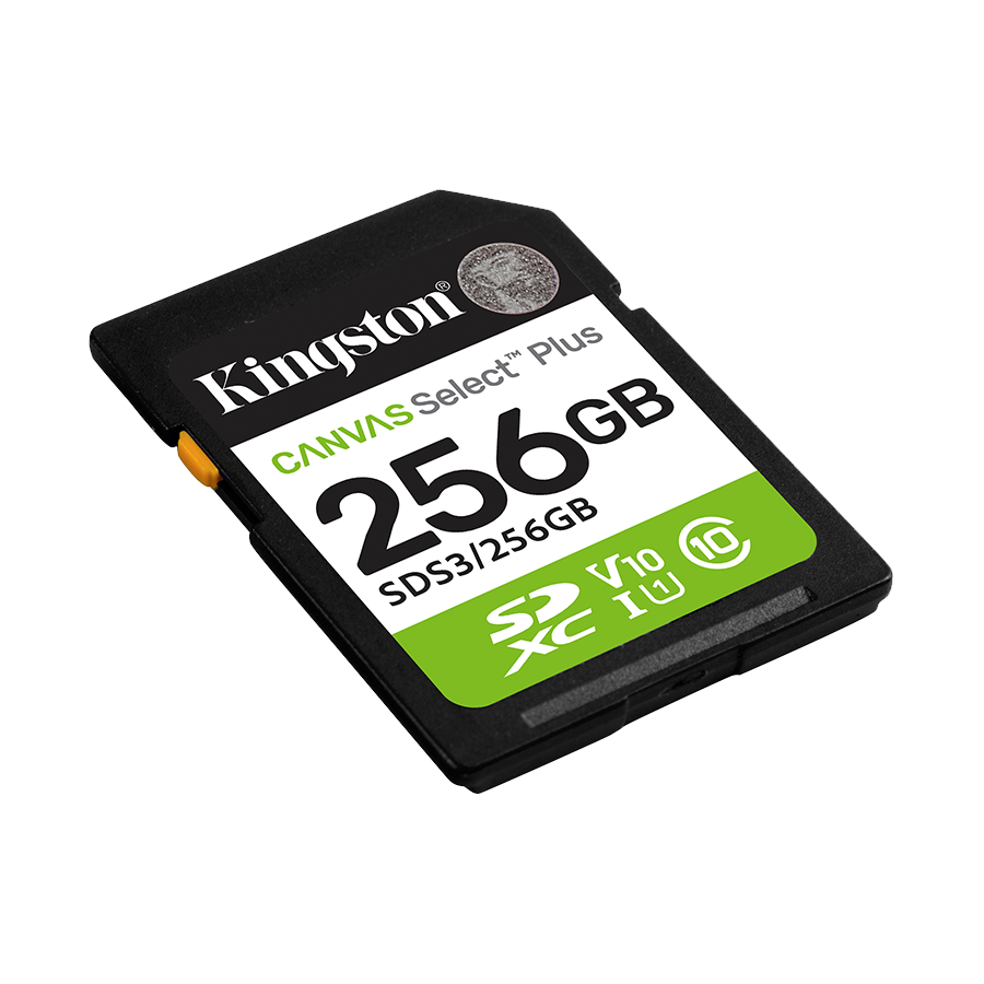SD card Kingston 256 GB SDS3/256GB Class10 Canvas Select Plus SD adapter;100MBs Read,Class 10 UHS-I