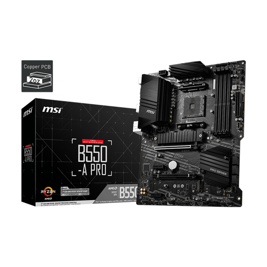 Picture of MSI Main Board Desktop B550-A PRO (AM4, 4xDDR4, 1xPCI-Ex16, 2xPCI-Ex1, USB3.2, 6xSATA III,2xM.2, DP, HDMI)