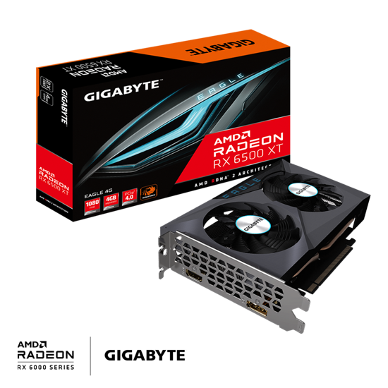 Picture of Gigabyte VGA RX 6500 XT Eagle; 4GB GDDR6 64bit; HDMI,DP; GV-R65XTEAGLE-4GD G1