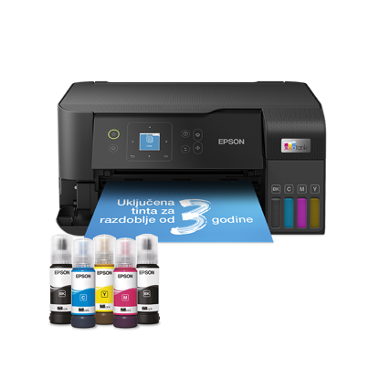 Printer EPSON EcoTank L3560 print/scan/copy/fax Rez.4.800 x 1.200 dpi. 33str/min Monokrom.20str/min Colour. ADF.Duplex.USB, LAN.WiFi. tinte br.103
