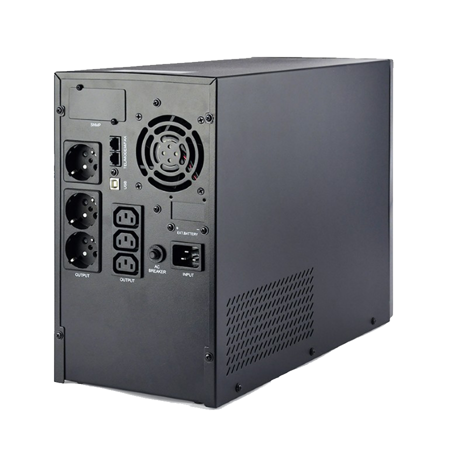UPS GEMBIRD EG-UPS-PS3000-02, 3000 VA pure sine wave UPS, LCD display, 3 x Schuko + 3 x C13 outputs, USB, black