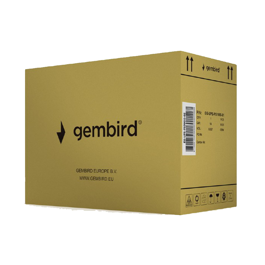 UPS GEMBIRD EG-UPS-PS3000-02, 3000 VA pure sine wave UPS, LCD display, 3 x Schuko + 3 x C13 outputs, USB, black