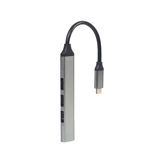 Picture of USB HUB GEMBIRD 4-port Type-C GEMBIRD (USB3 x 1 port, USB2 x 3 ports), silver, UHB-CM-U3P1U2P3-03