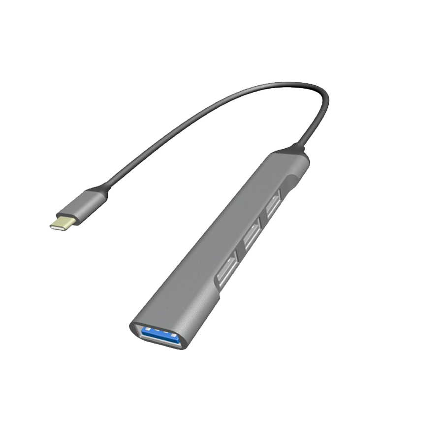 USB HUB GEMBIRD 4-port Type-C GEMBIRD (USB3 x 1 port, USB2 x 3 ports), silver, UHB-CM-U3P1U2P3-03