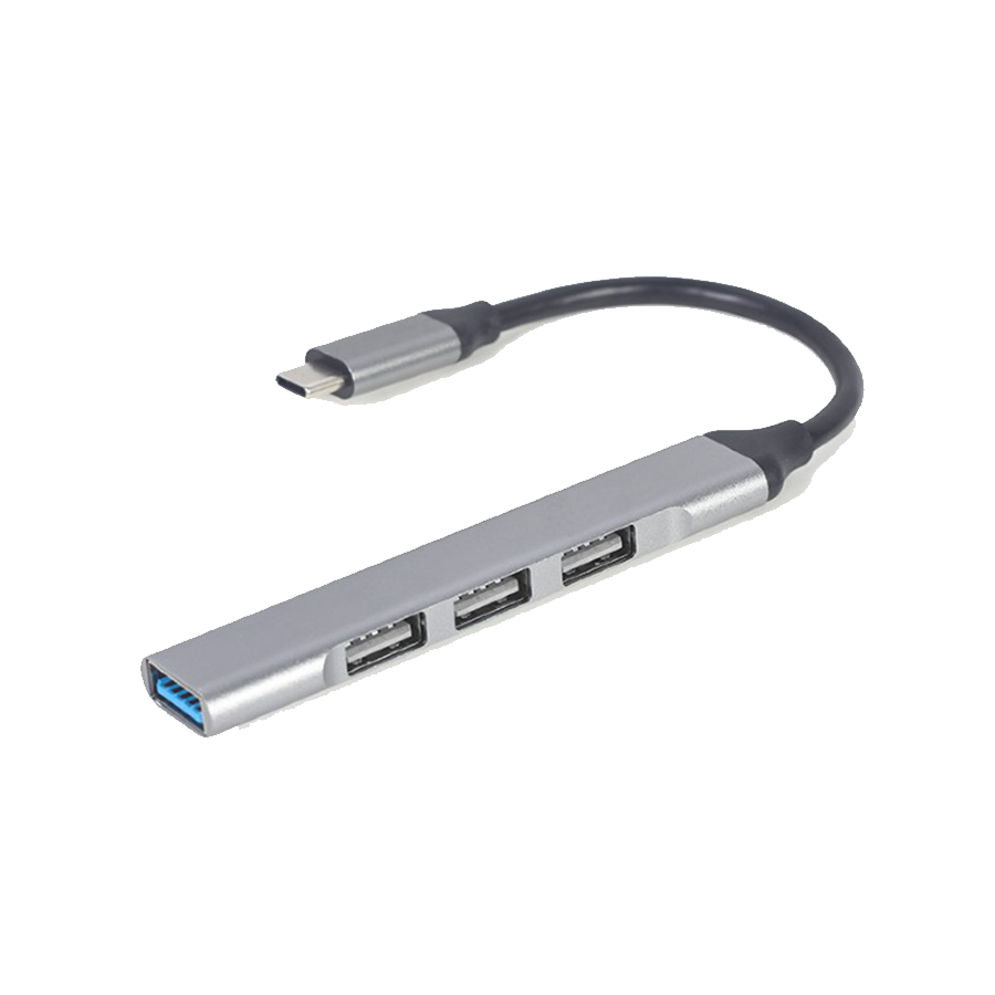 USB HUB GEMBIRD 4-port Type-C GEMBIRD (USB3 x 1 port, USB2 x 3 ports), silver, UHB-CM-U3P1U2P3-03
