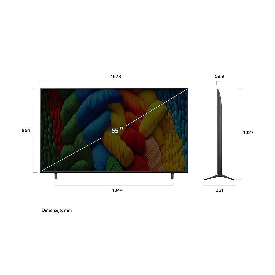 LG TV LED 55" 55NANO80A3B 4K Nano Cell , webOS Smart TV, Magic remote,