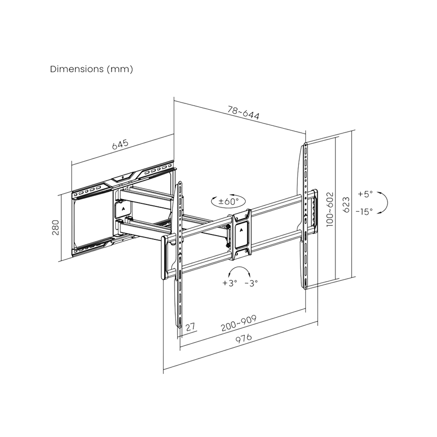 Zidni nosač GEMBIRD WM-105ST-01, Full-motion TV wall mount, 50" - 105""