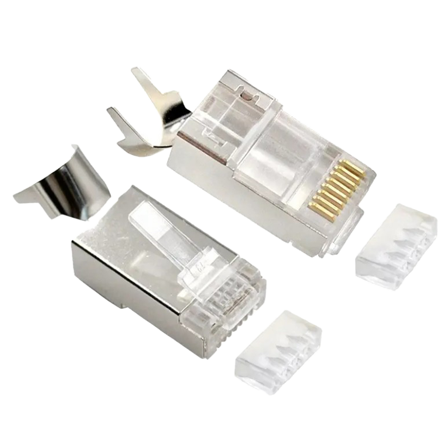 Konektor 10 komada GEMBIRD LC-PTF7-01/10, Shielded modular CAT7, pass-through type plug 15u" gold, plated