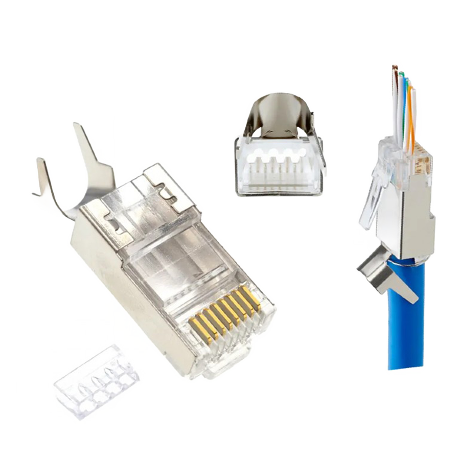 Konektor 10 komada GEMBIRD LC-PTF7-01/10, Shielded modular CAT7, pass-through type plug 15u" gold, plated