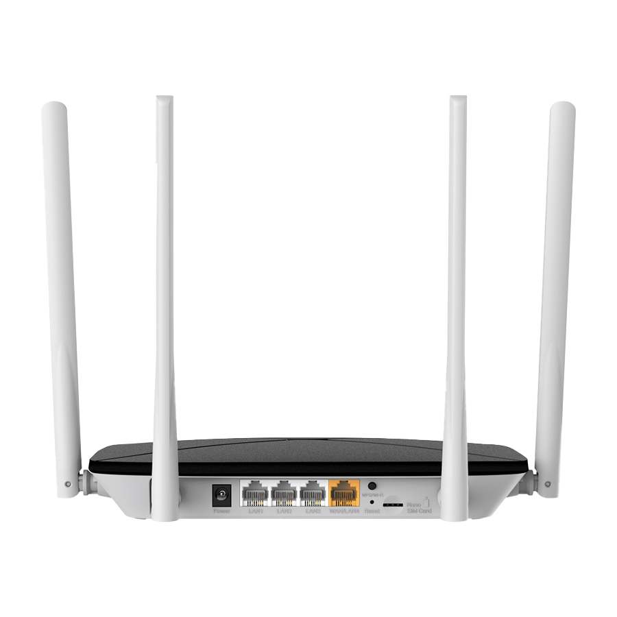 ROUTER Mercusys MB135-4G AC1200 Wi-Fi 4G LTE Router, Build-In 150Mbps 4G LTE Modem, 300 Mbps at 2.4 GHz, 867 Mbps at 5 GHz, 4G Cat4 150/50 Mbps