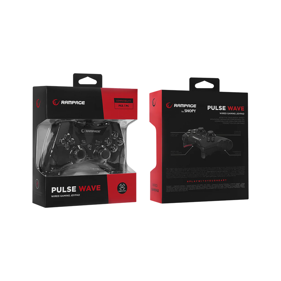 Game Pad gaming RAMPAGE Pulse Wave PS3/PC X INPUT Siyah USB 1.8m Joypad, 40718