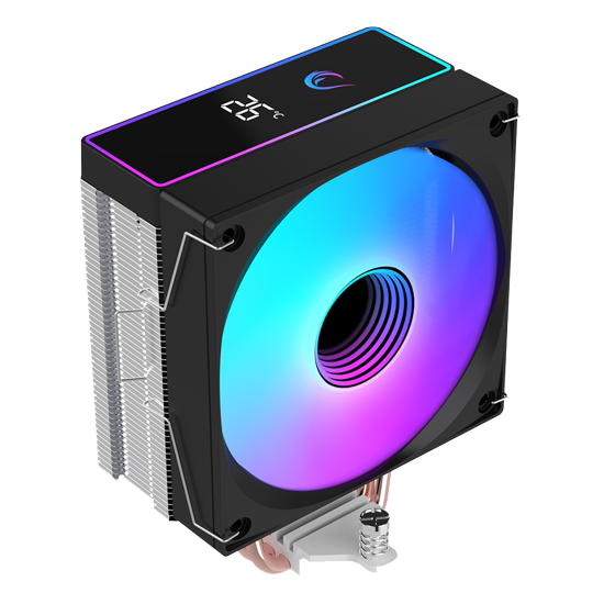 Picture of CPU hladnjak RAMPAGE OCTAGON B70 Black 63CFM 12cm ARGB Temperature Display AM5/LGA1700 Compatible Air Cooled CPU Fan, 42541