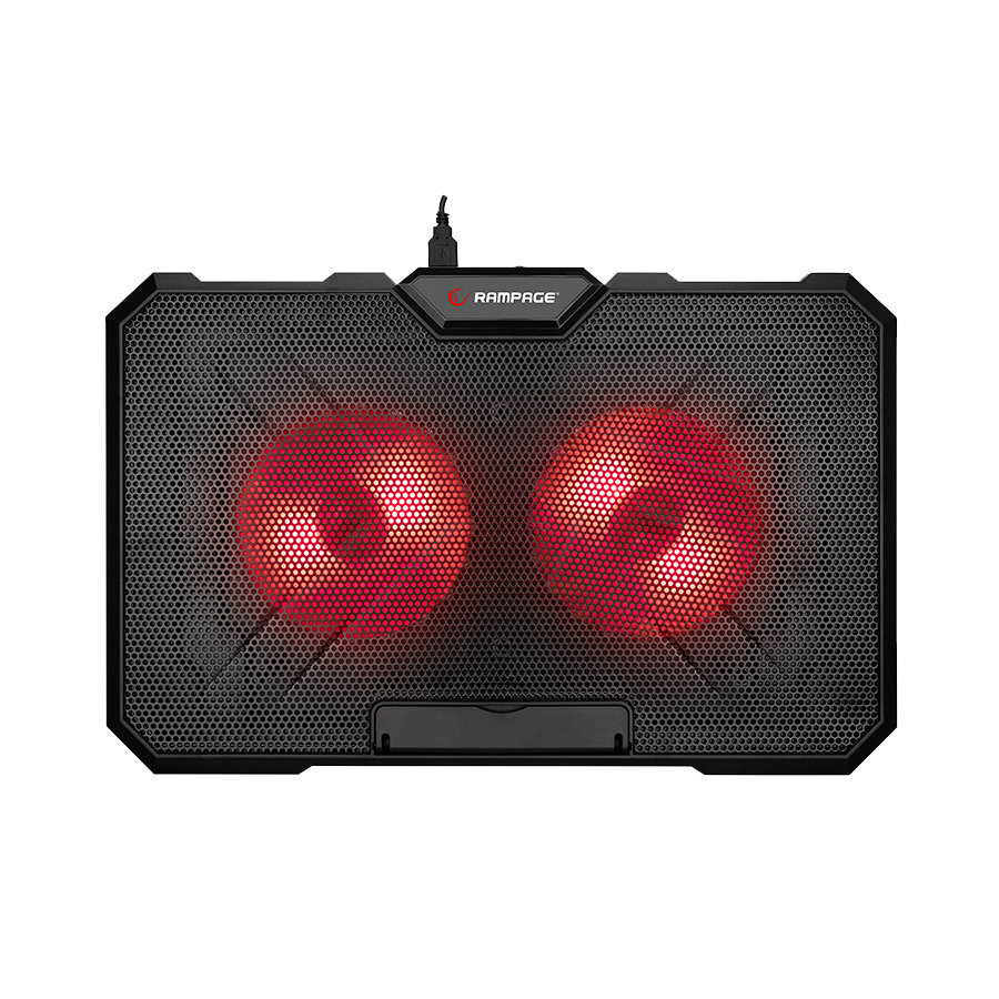 Postolje za notebook gaming Rampage AD-RC12 GAMEZONE Black 2 Fan 2 USB RGB Illuminated 15"-17" Notebook Cooler Stand, 36323